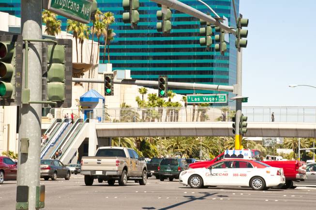 The intersection of Tropicana Avenue and Las Vegas Boulevard.